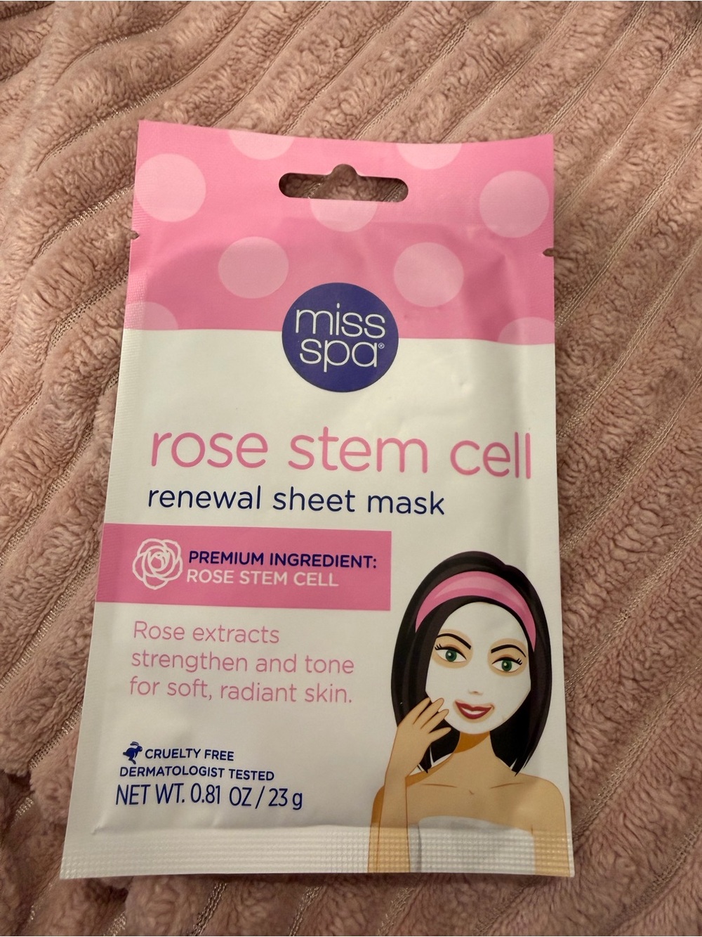 Ulta Beauty Miss Spa Rose Stem Cell Renewal Sheet Mask - Pink and White